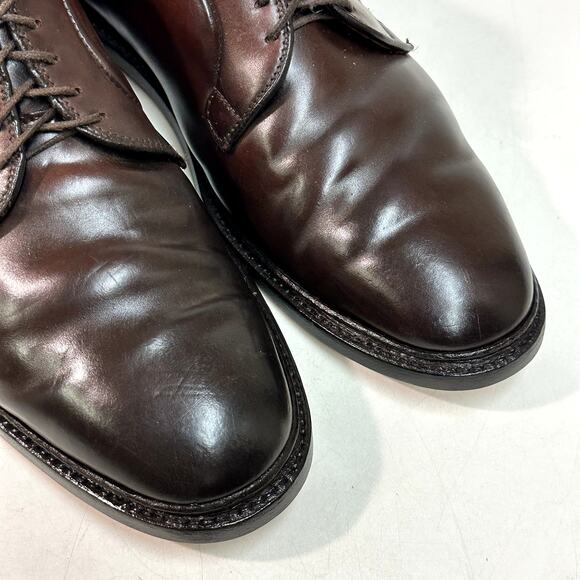 FULLY RESOLED Alden 990 Plain Toe Blucher Shell Cordovan Brown Color 8 USA 11.5 - Picture 8 of 13